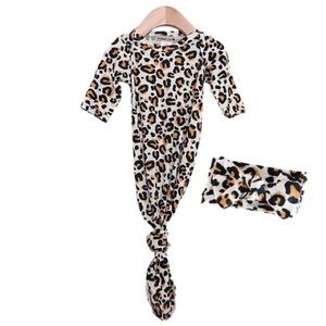 Spearmint love leopard knotted gown and headband